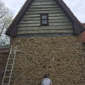 Before and after property repointing in Devon